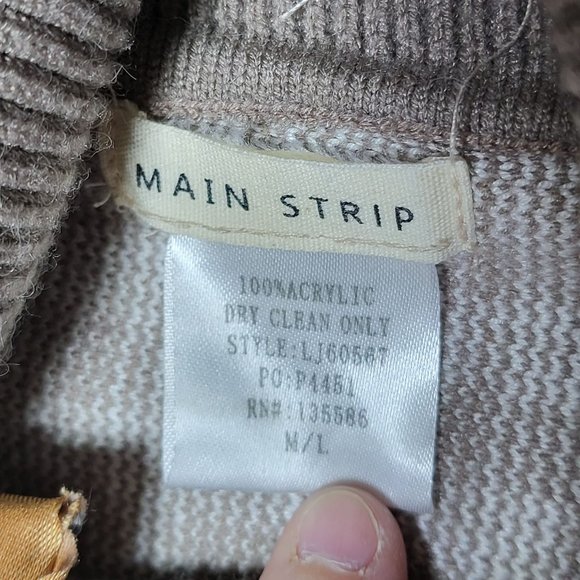 Main Strip Gingham Plaid Cowl Neck Poncho Sweater Medium/Large Rustic Cottage - Picture 5 of 8